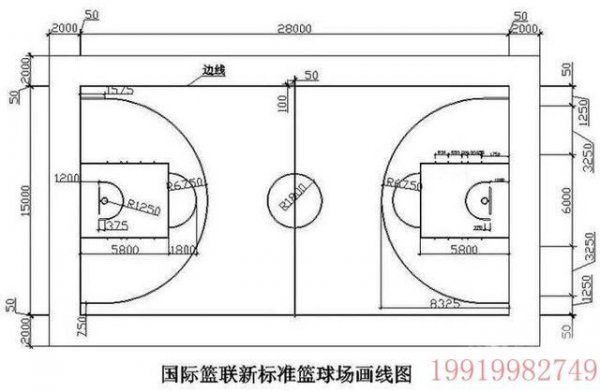 完美体育·(中国)官方网站标准篮球场尺寸清晰图 正规篮球场标准位置平面图